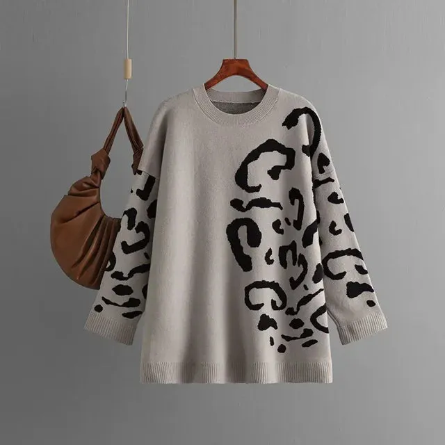 Pre Order:  Jacquard Leopard Knitted Sweater