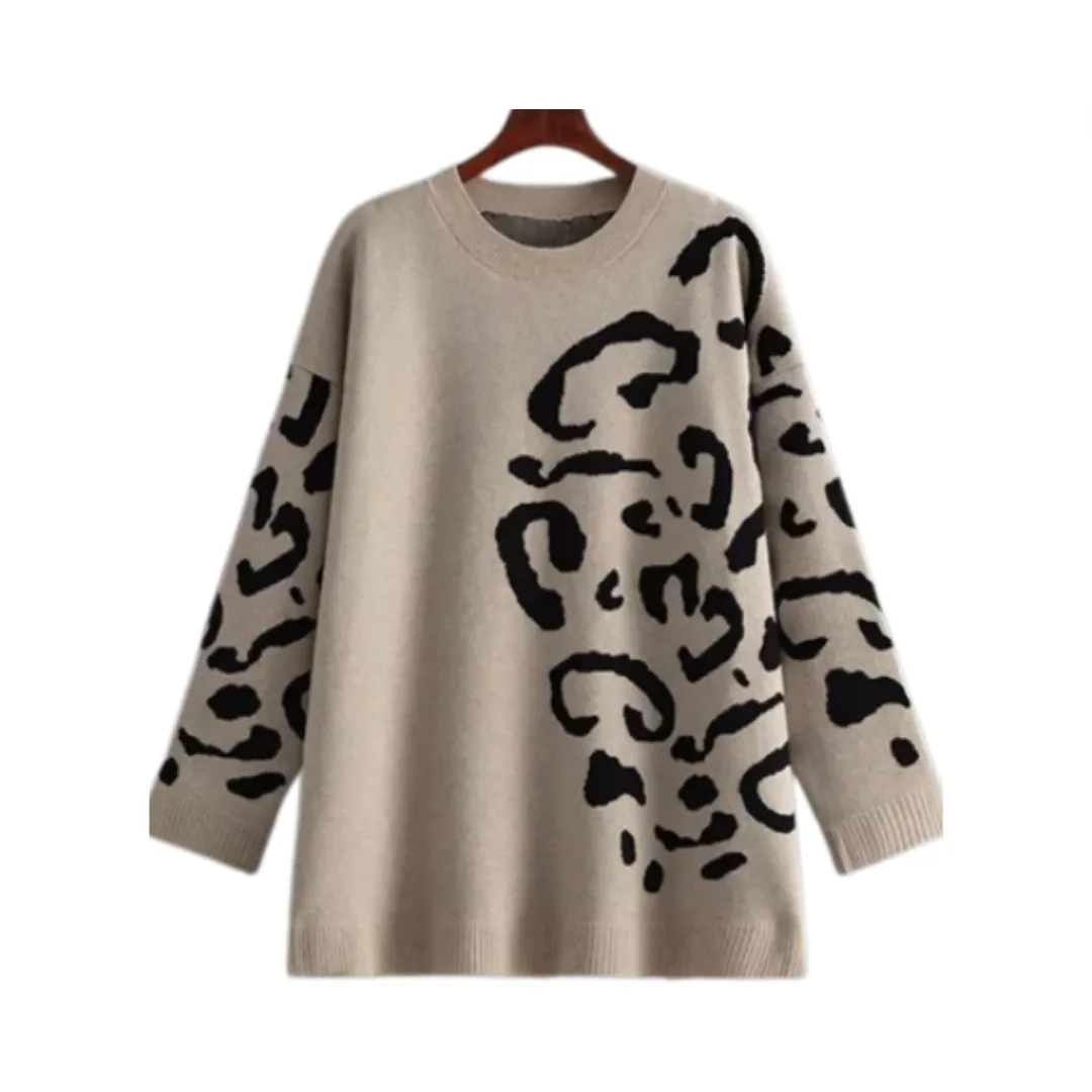 Pre Order:  Jacquard Leopard Knitted Sweater