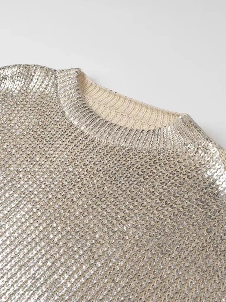 Pre Order:  Metallic Round Neck Sweater