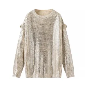 Pre Order:  Metallic Round Neck Sweater