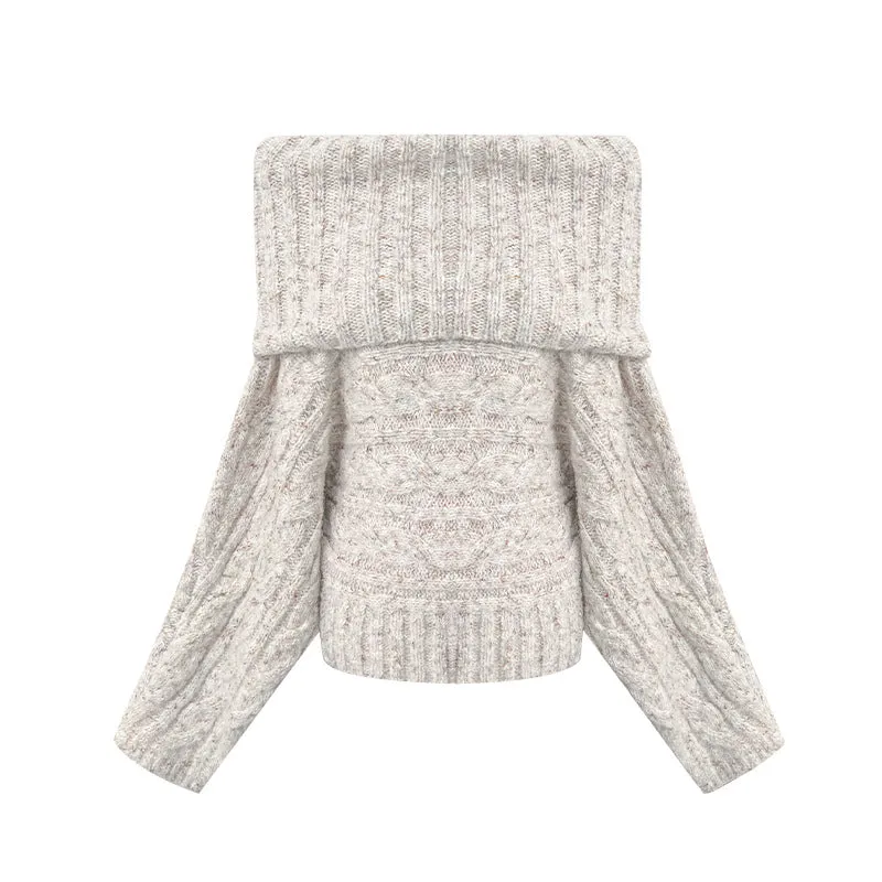 Pre Order:  Off Shoulder Cableknit Sweater