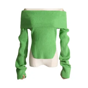 Pre Order:  Off Shoulder Knit Cropped Sweater