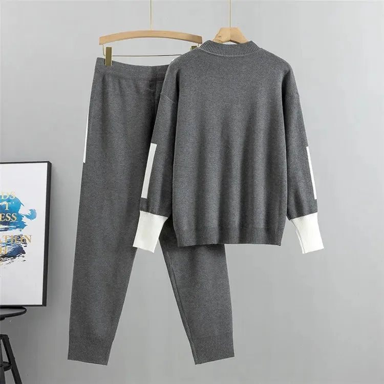 Pre Order:  Patch Pockets Knitted Sweater   Pants Set