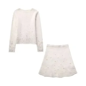 Pre Order:  Pearly Sweater Mini Skirt Knitted Set