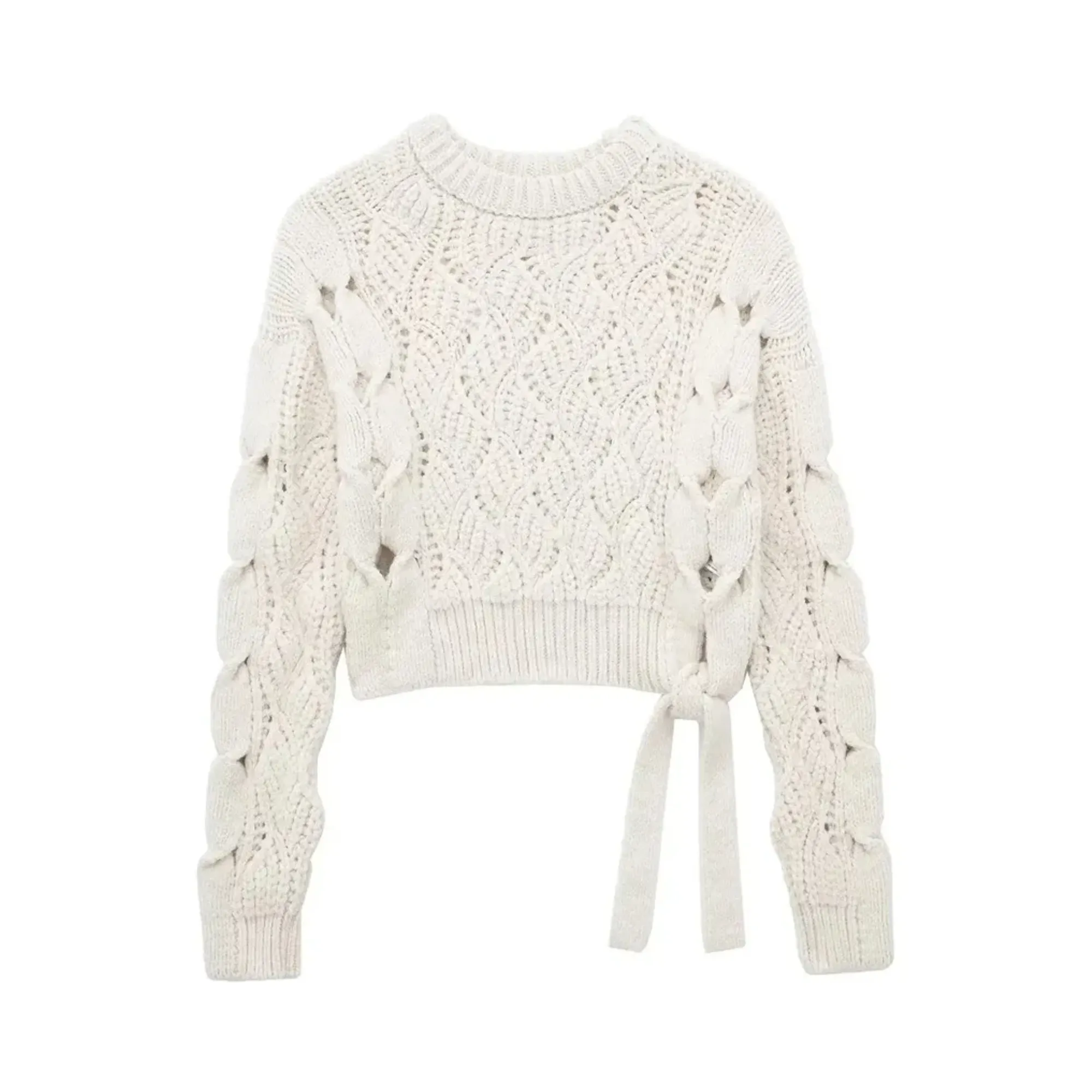 Pre Order:  Side Tie Cable Knit Sweater