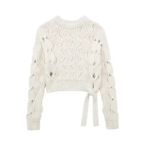 Pre Order:  Side Tie Cable Knit Sweater