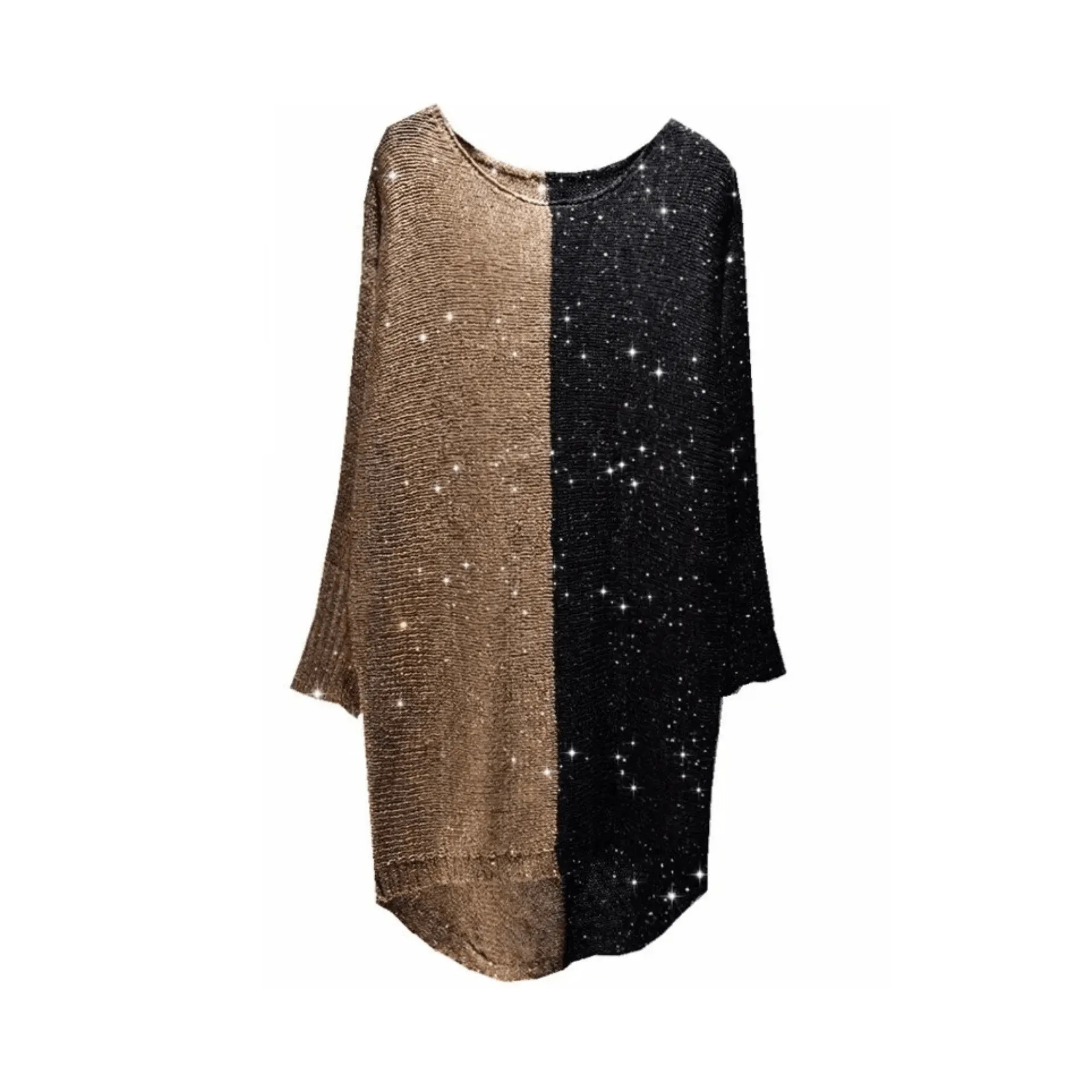 Pre Order:  Sparkle Black and Gold Long Sweater