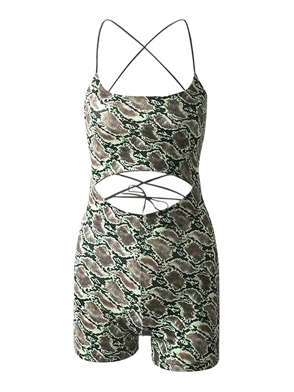 Printed Cutout Slip Romper