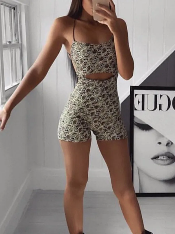 Printed Cutout Slip Romper