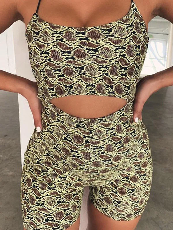 Printed Cutout Slip Romper