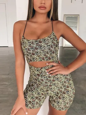 Printed Cutout Slip Romper