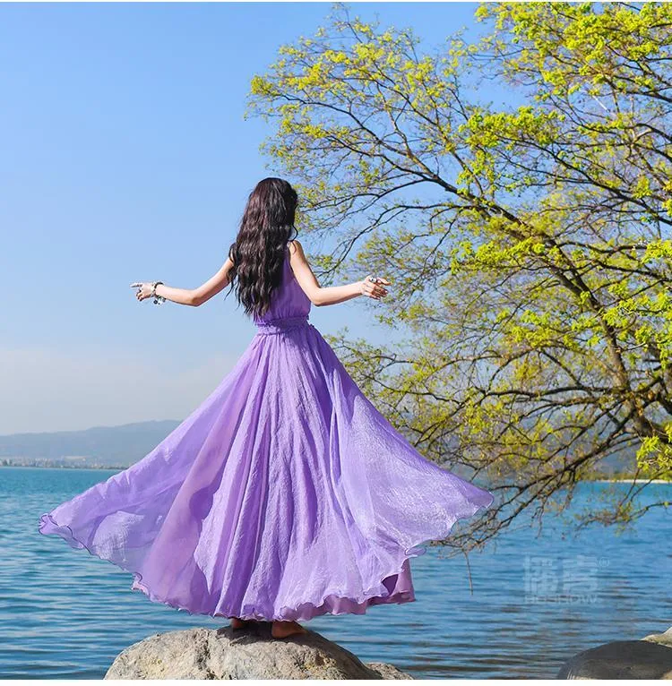 Purple Chiffon Bohemian Prom Dress | Mandala