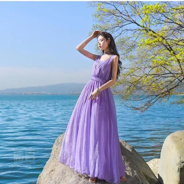 Purple Chiffon Bohemian Prom Dress | Mandala