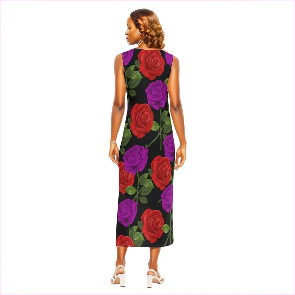 Red Rose Purp Vest Dress for Women