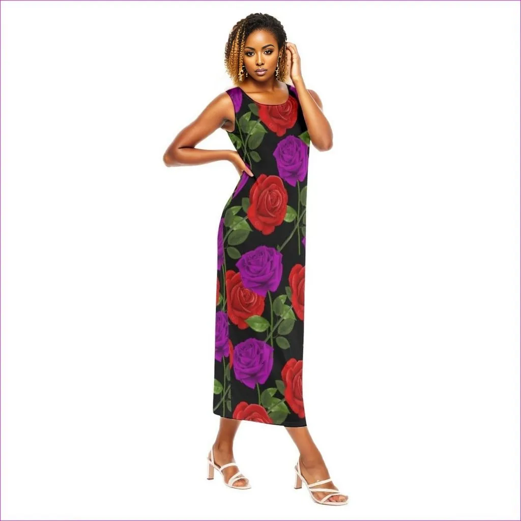 Red Rose Purp Vest Dress for Women