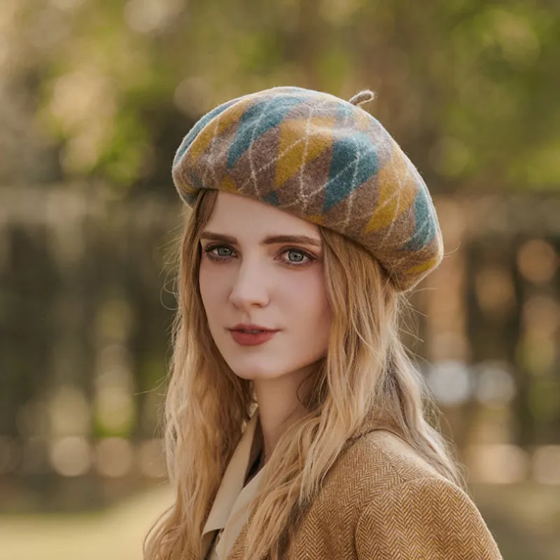 Rich and Preppy Vibe Plaid Beret Hats for Women