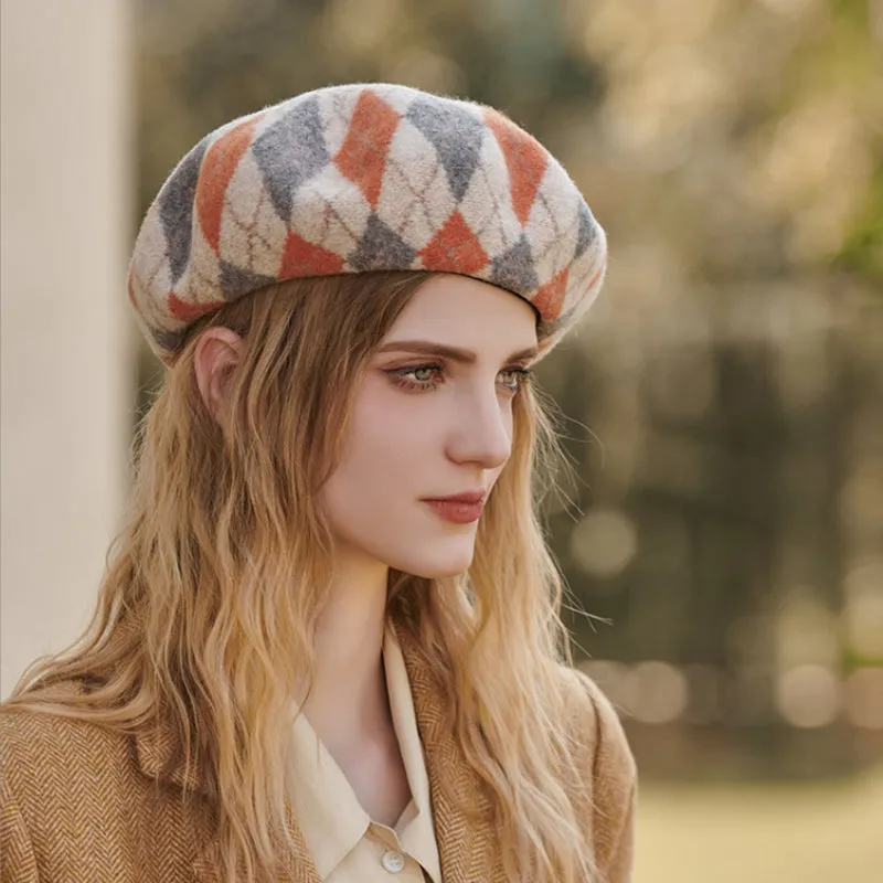 Rich and Preppy Vibe Plaid Beret Hats for Women