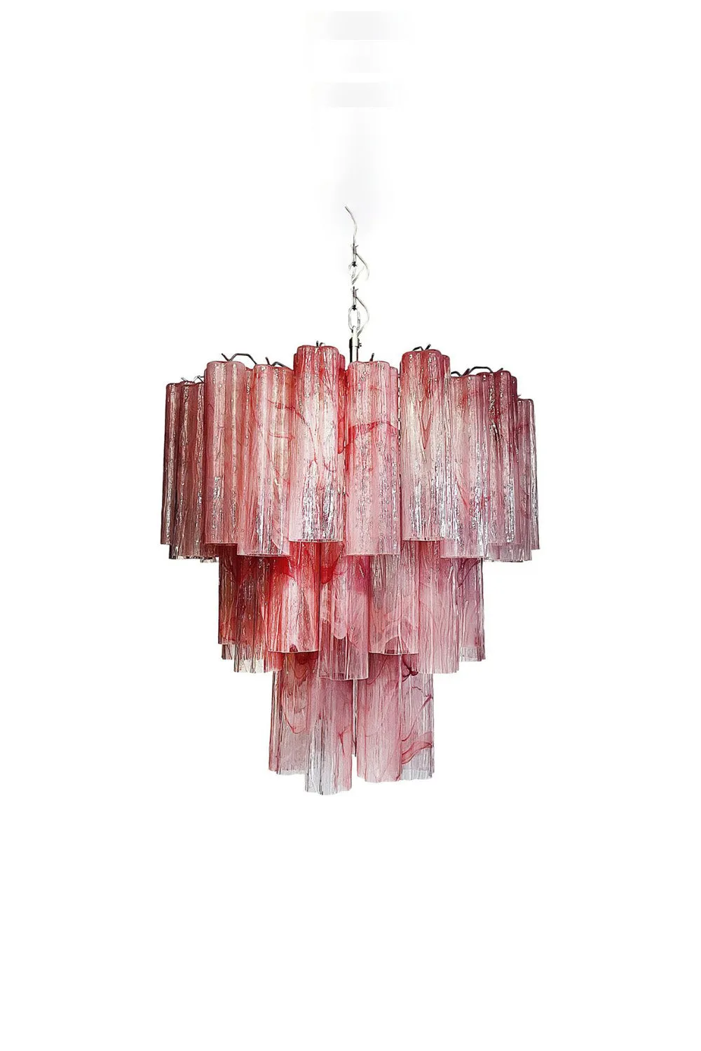 Ruby Glow Murano Three-Tier Glass Chandelier