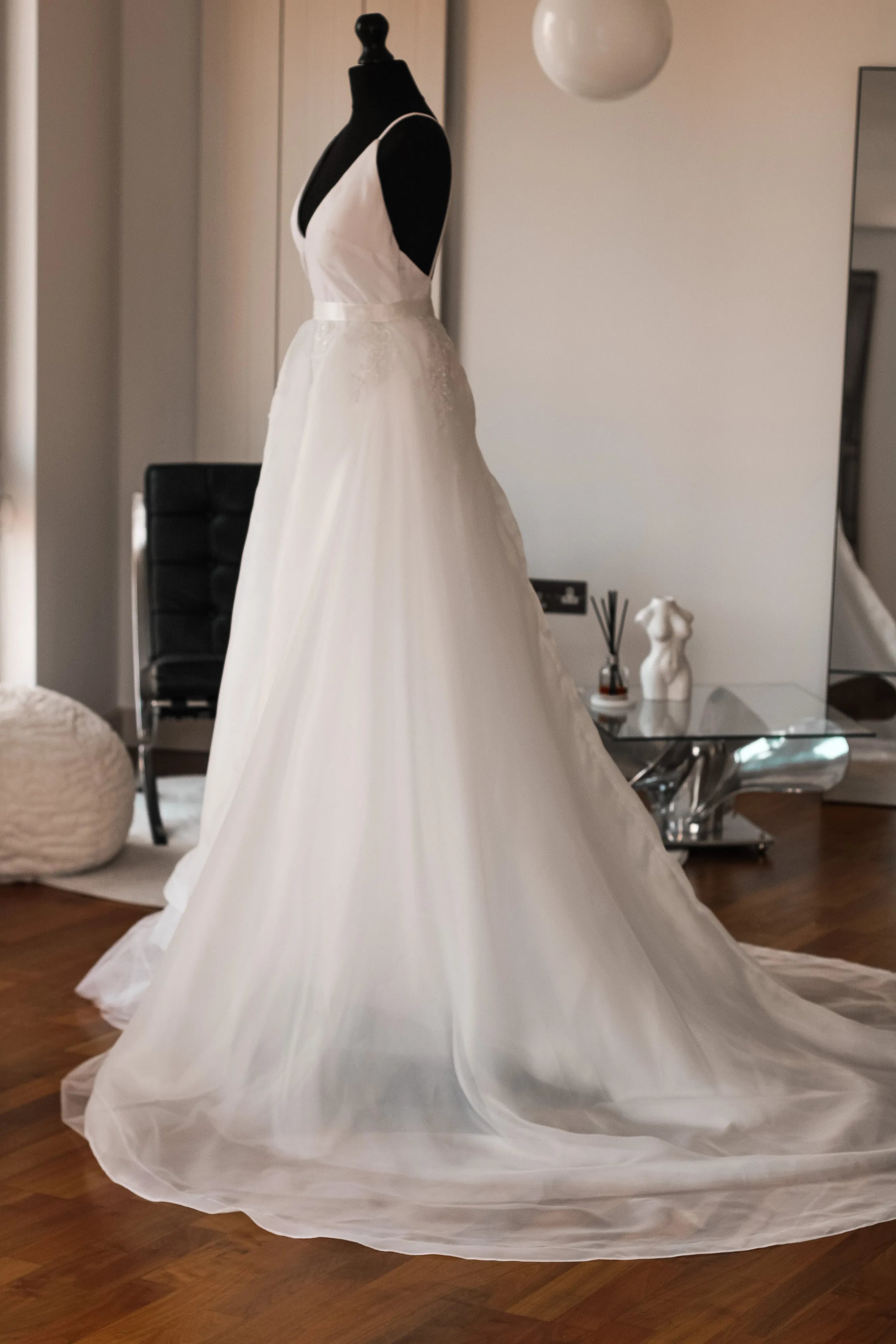 Sample Detachable Organza Bridal Overskirt