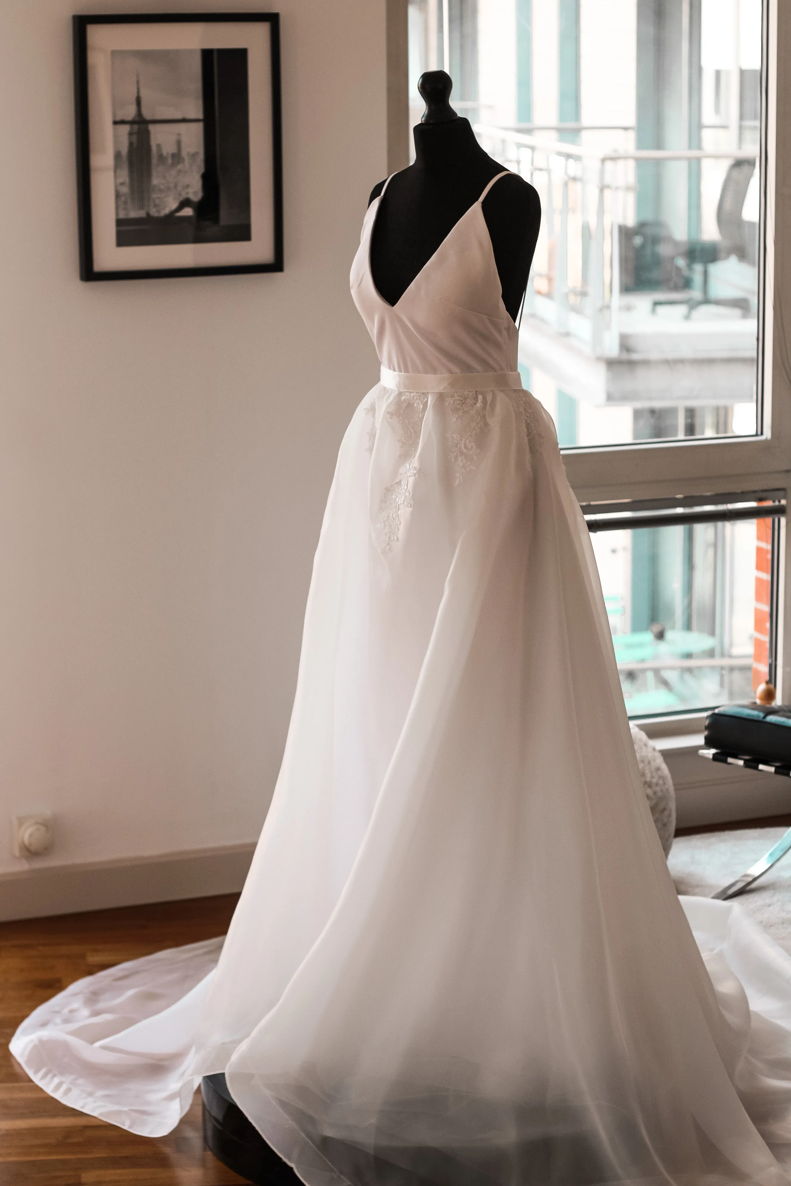 Sample Detachable Organza Bridal Overskirt