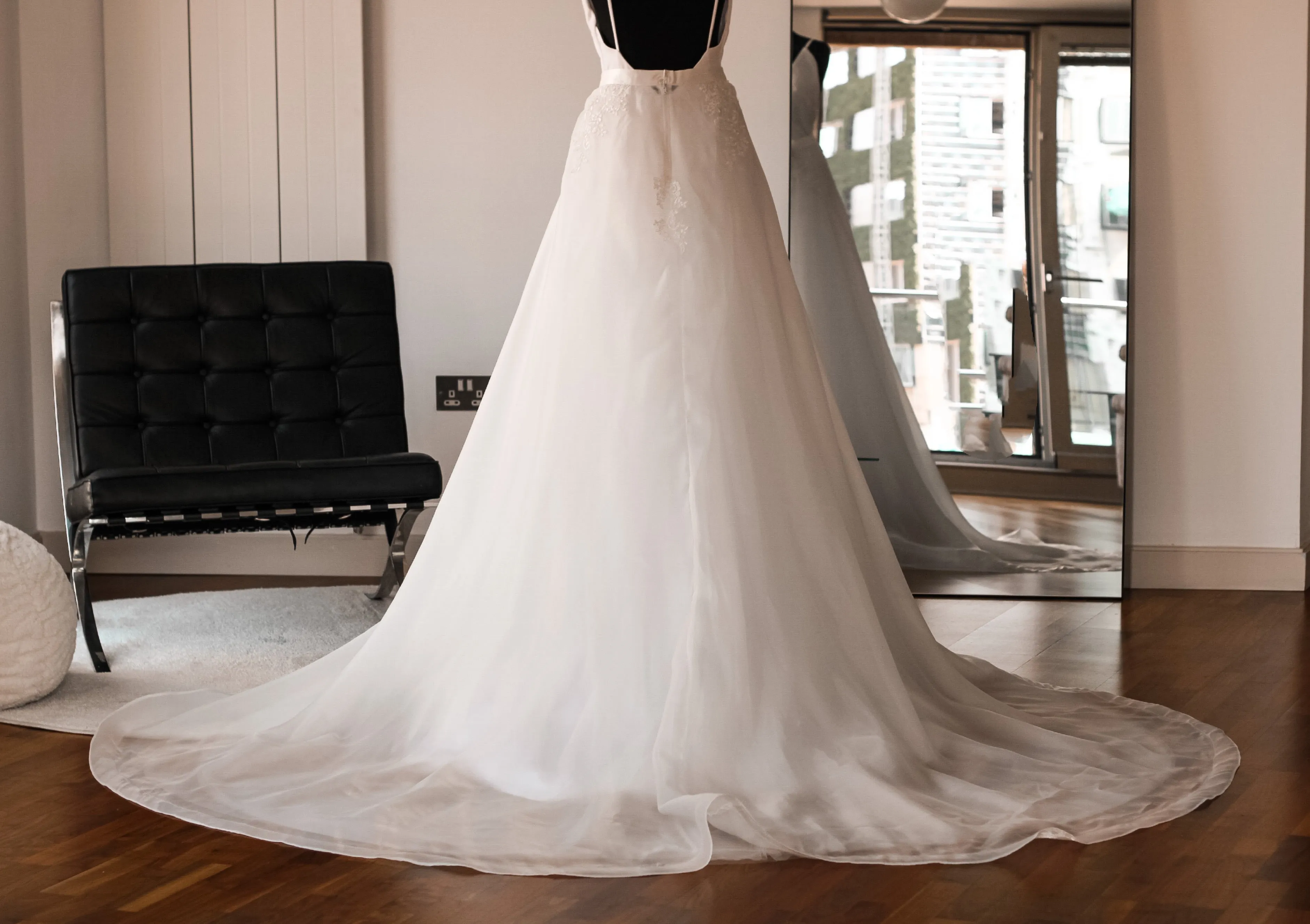 Sample Detachable Organza Bridal Overskirt