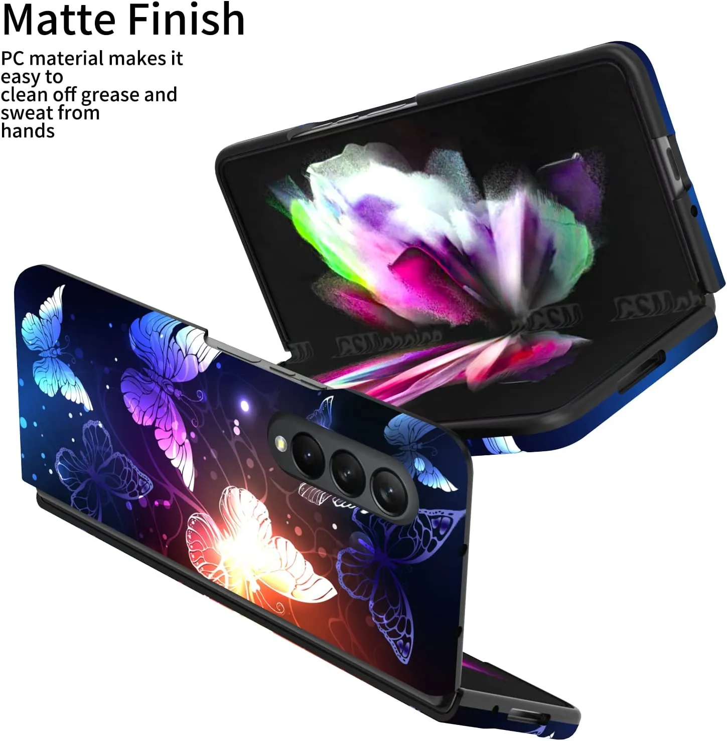 Samsung Galaxy Z Fold 4 Case,Samsung Z Fold 4 Case Glowing Butterfly