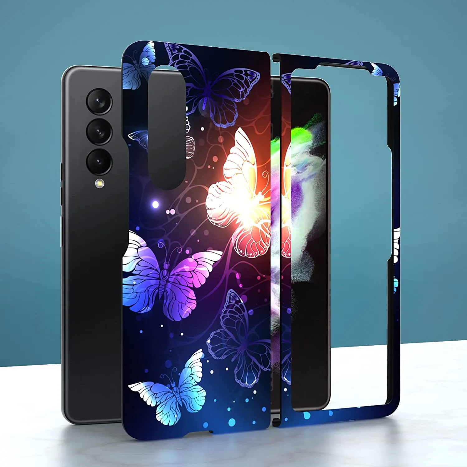 Samsung Galaxy Z Fold 4 Case,Samsung Z Fold 4 Case Glowing Butterfly