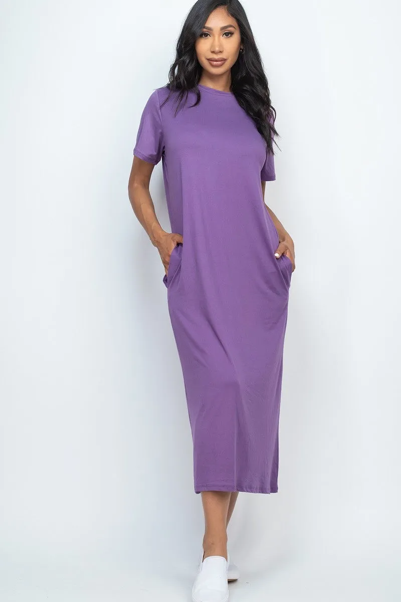 Side Pocket Tee Dress - 6 colors - Ships from The USA