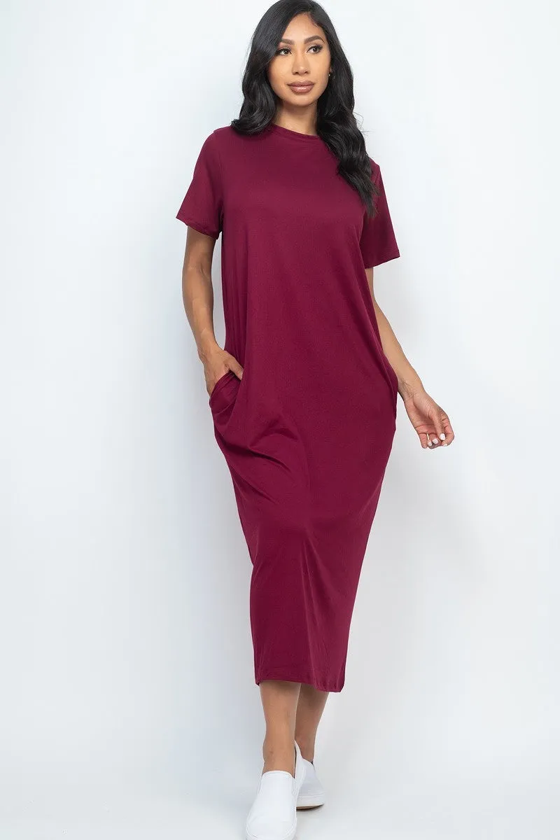 Side Pocket Tee Dress - 6 colors - Ships from The USA