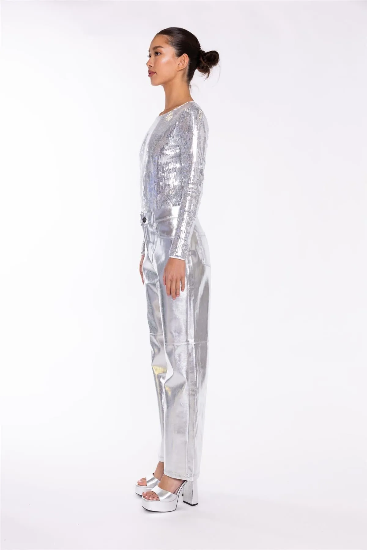 Silver Flat-Sequin Bodysuit