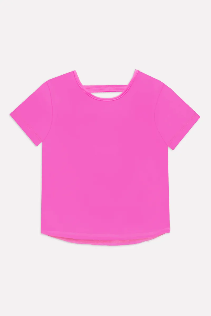 Simply Soft Bar-Back Shirttail Top - Neon Fuchsia Pink