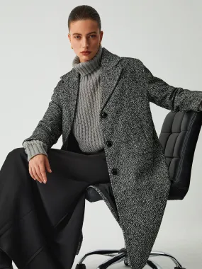 Single Breasted Graceful Longline Tweed Coat