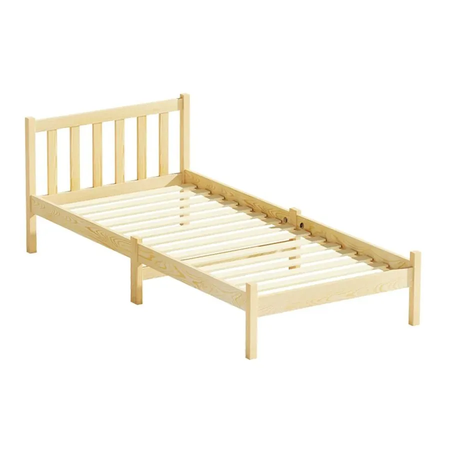 Single Package | Bribie Wooden Single Bed Frame & Bonita Pillow Top Mattress (Medium Firm)