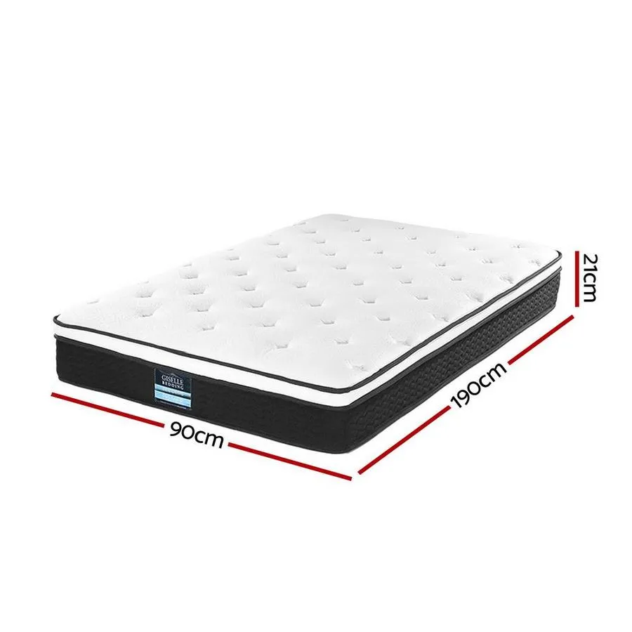 Single Package | Bribie Wooden Single Bed Frame & Bonita Pillow Top Mattress (Medium Firm)