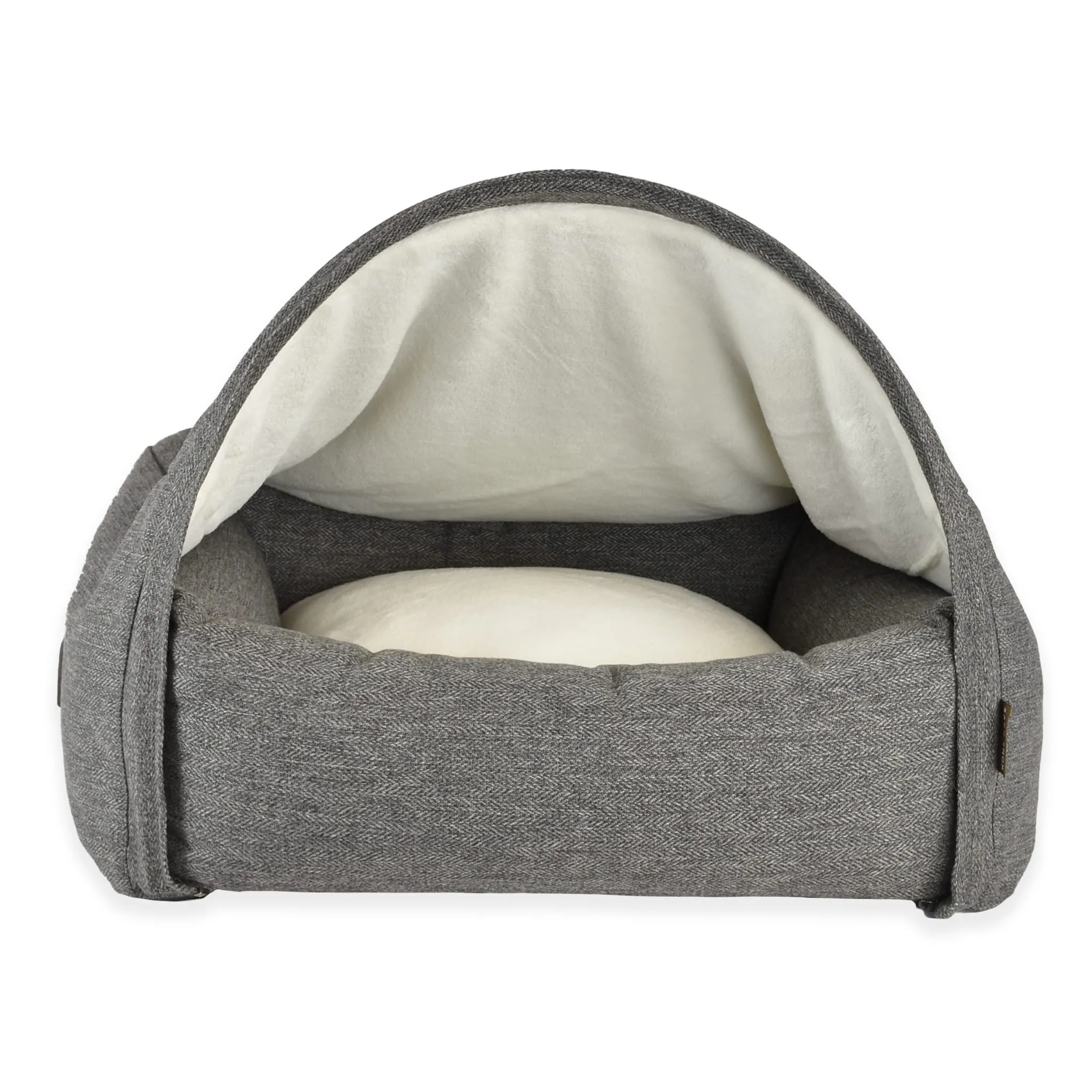 Snuggle Cave Pet Bed - Grey Herringbone