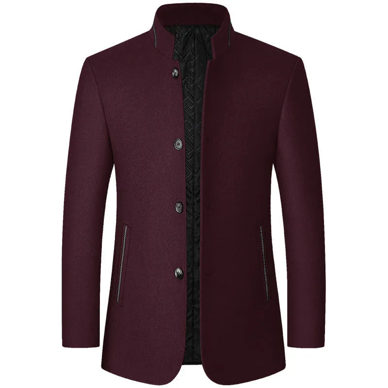 Standing Collar Middle-aged Men's Woolen Jacket Men's Zhongshan Suit