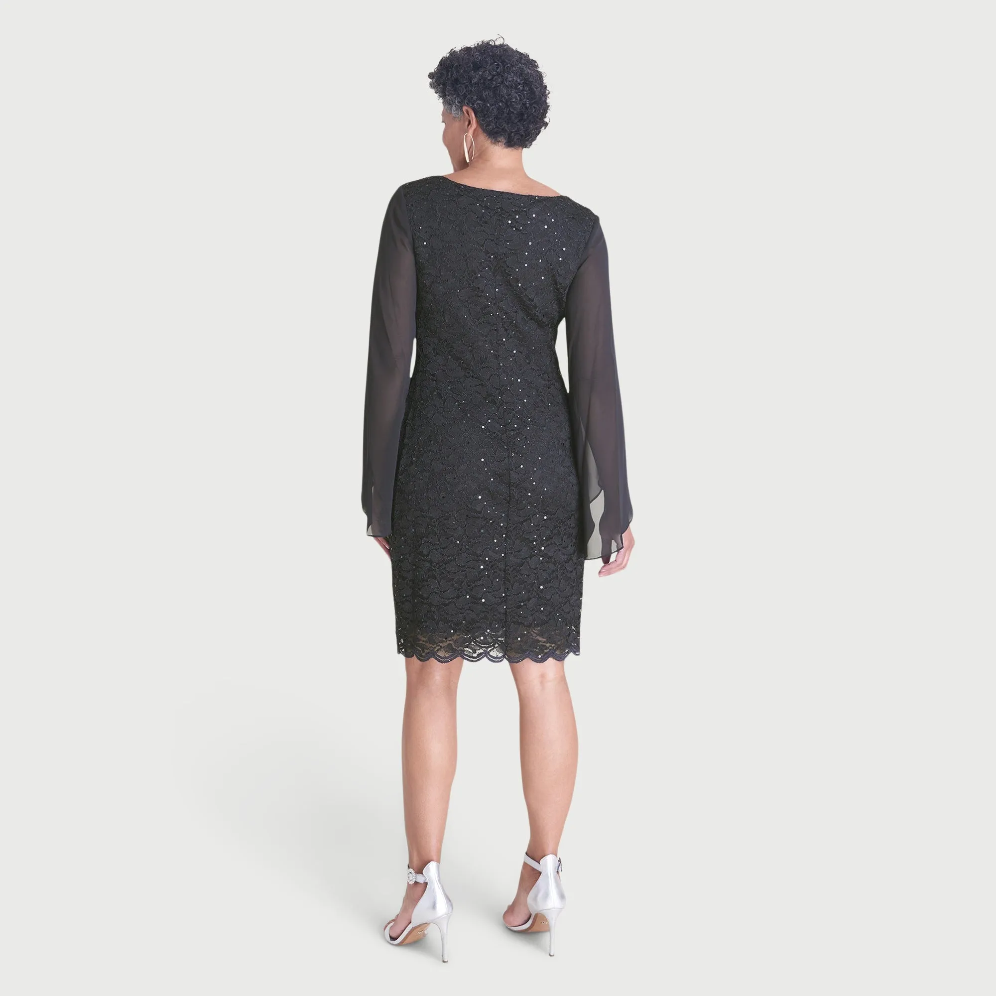 Stevie Black Sequin Lace Dress