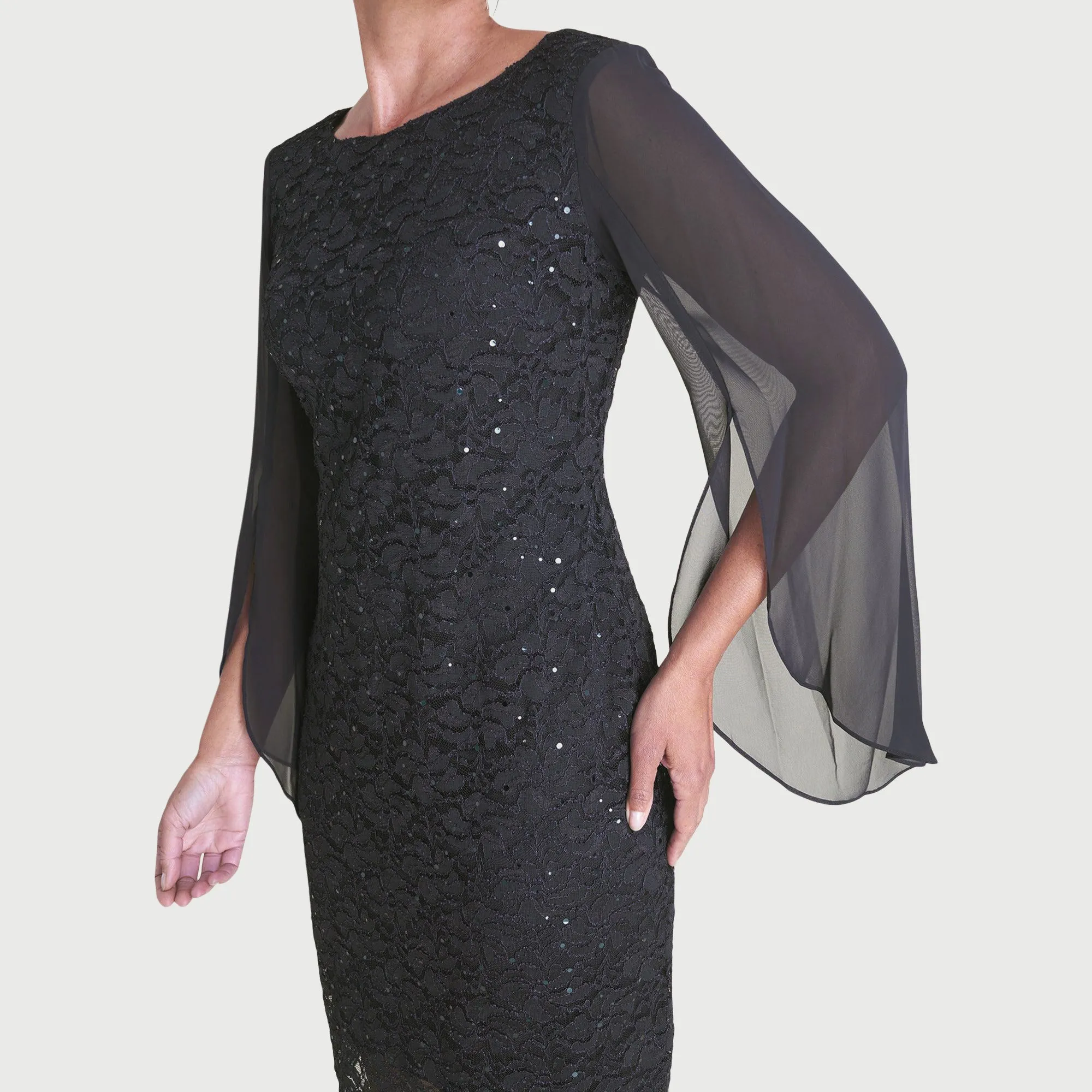 Stevie Black Sequin Lace Dress