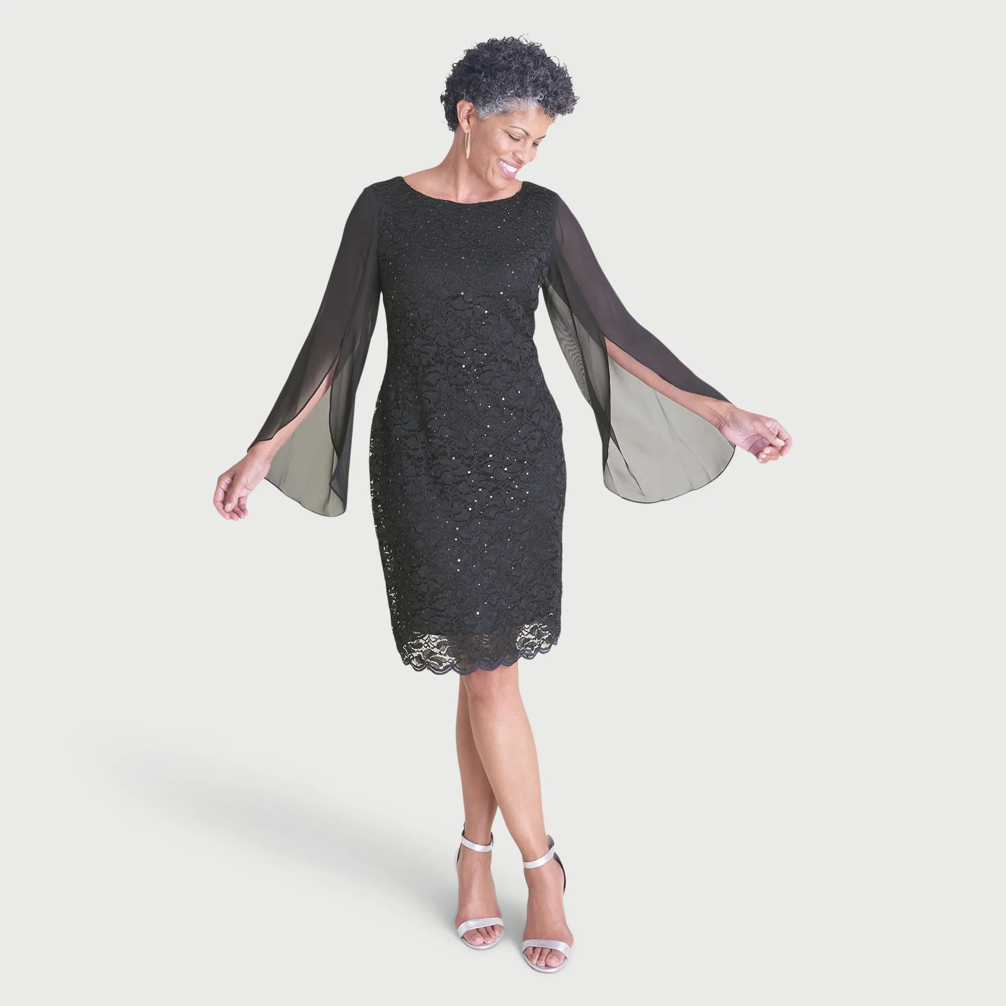 Stevie Black Sequin Lace Dress