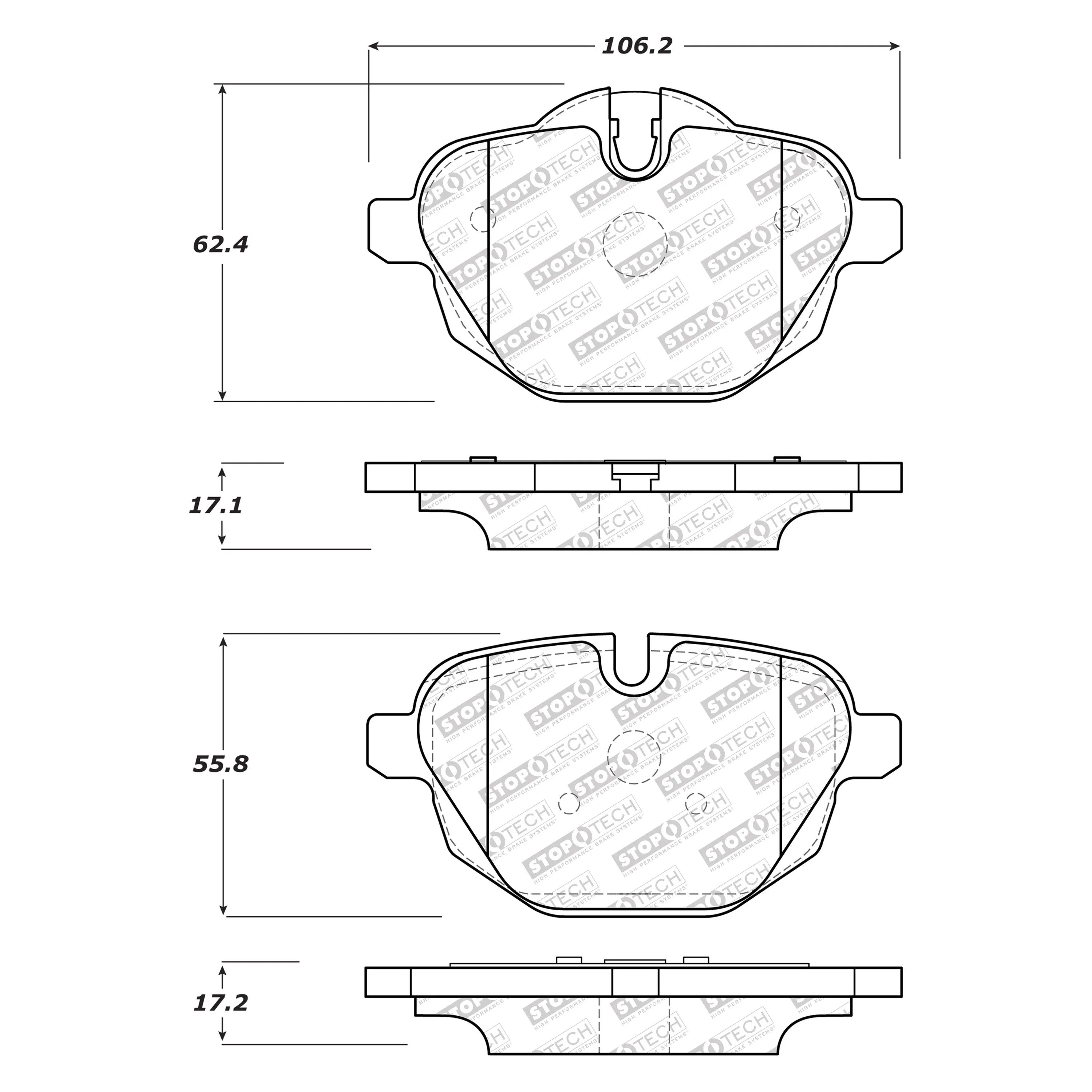 StopTech Street Select Brake Pads BMW 5 Series (11-18) [w/ Hardware] Front & Rear