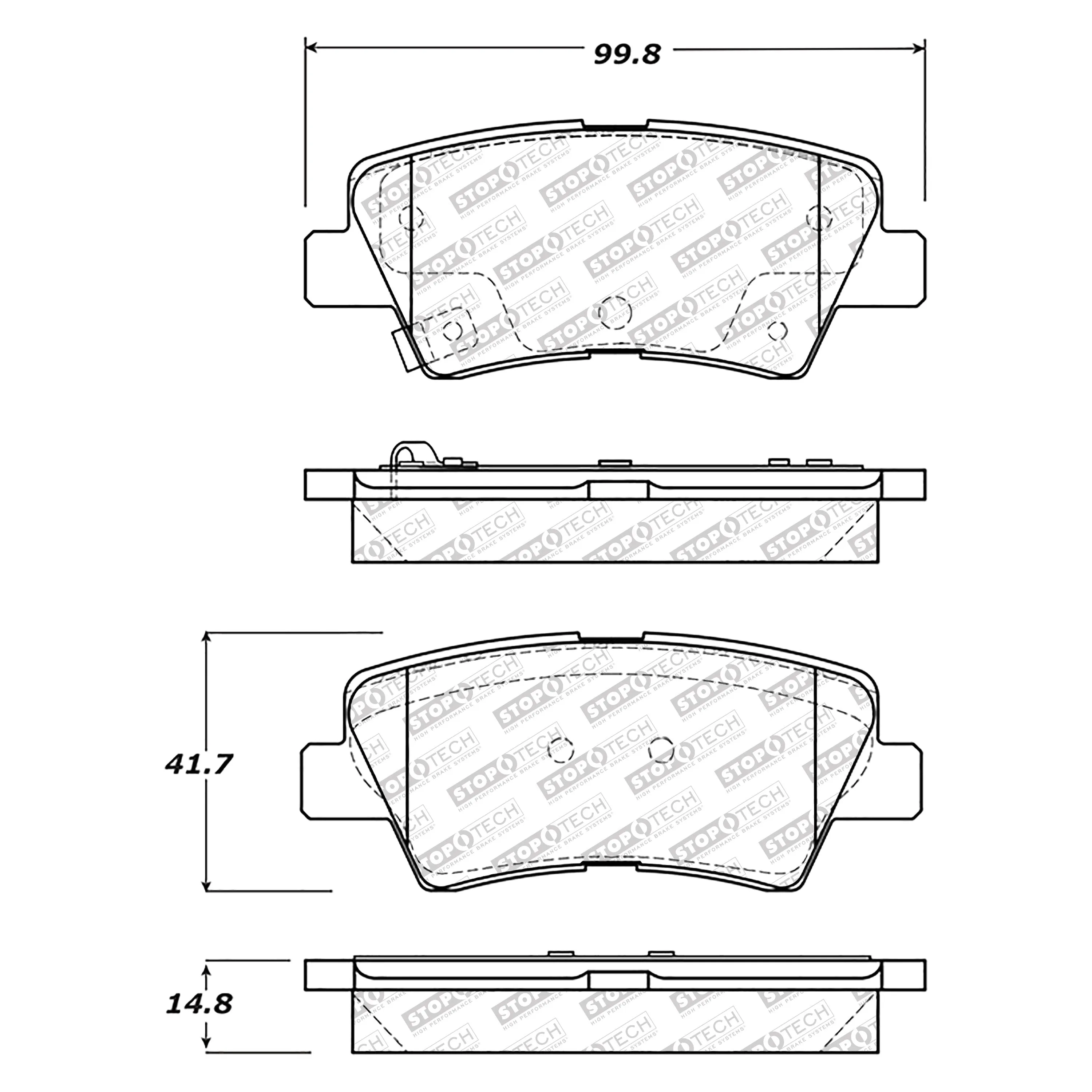 StopTech Street Select Brake Pads Kia Soul (14-16) [Rear w/ Hardware] 305.15940