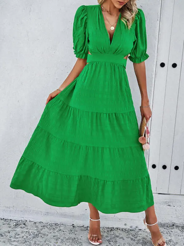 Stylish Elegance: V-Neck Backless Waist Dress