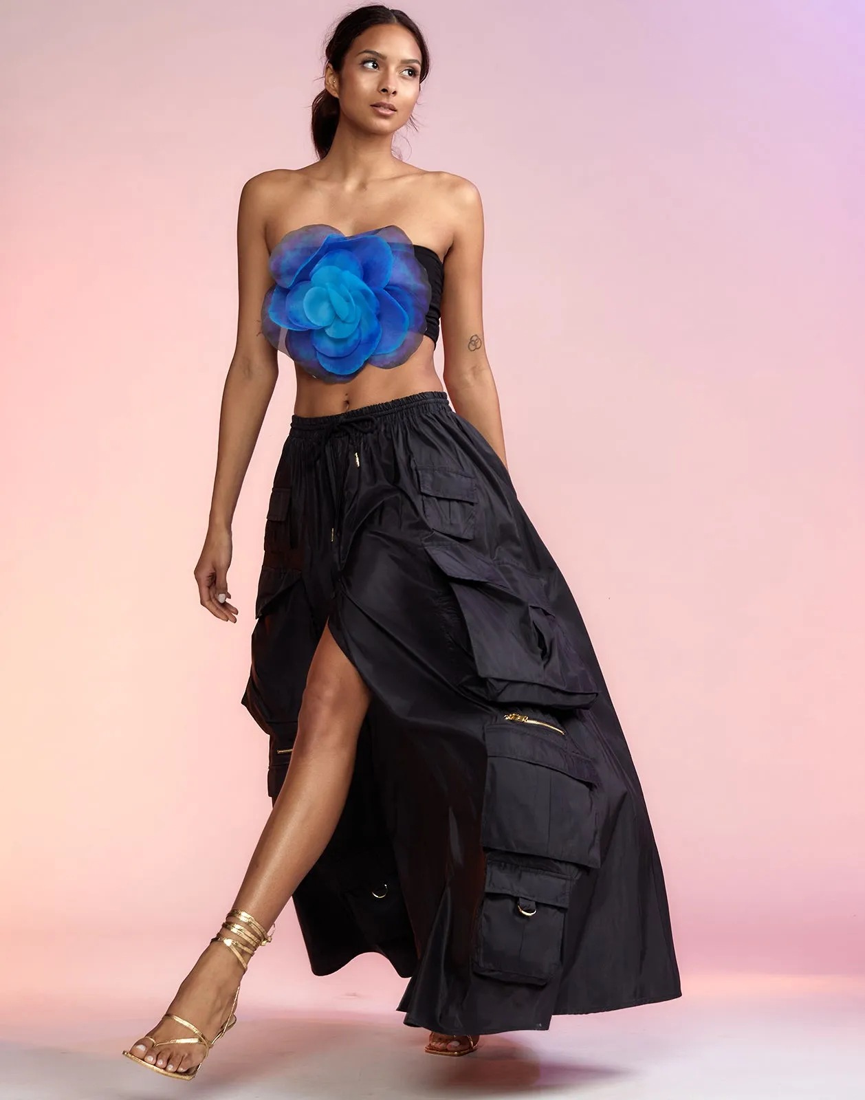 Taffeta Cargo Skirt