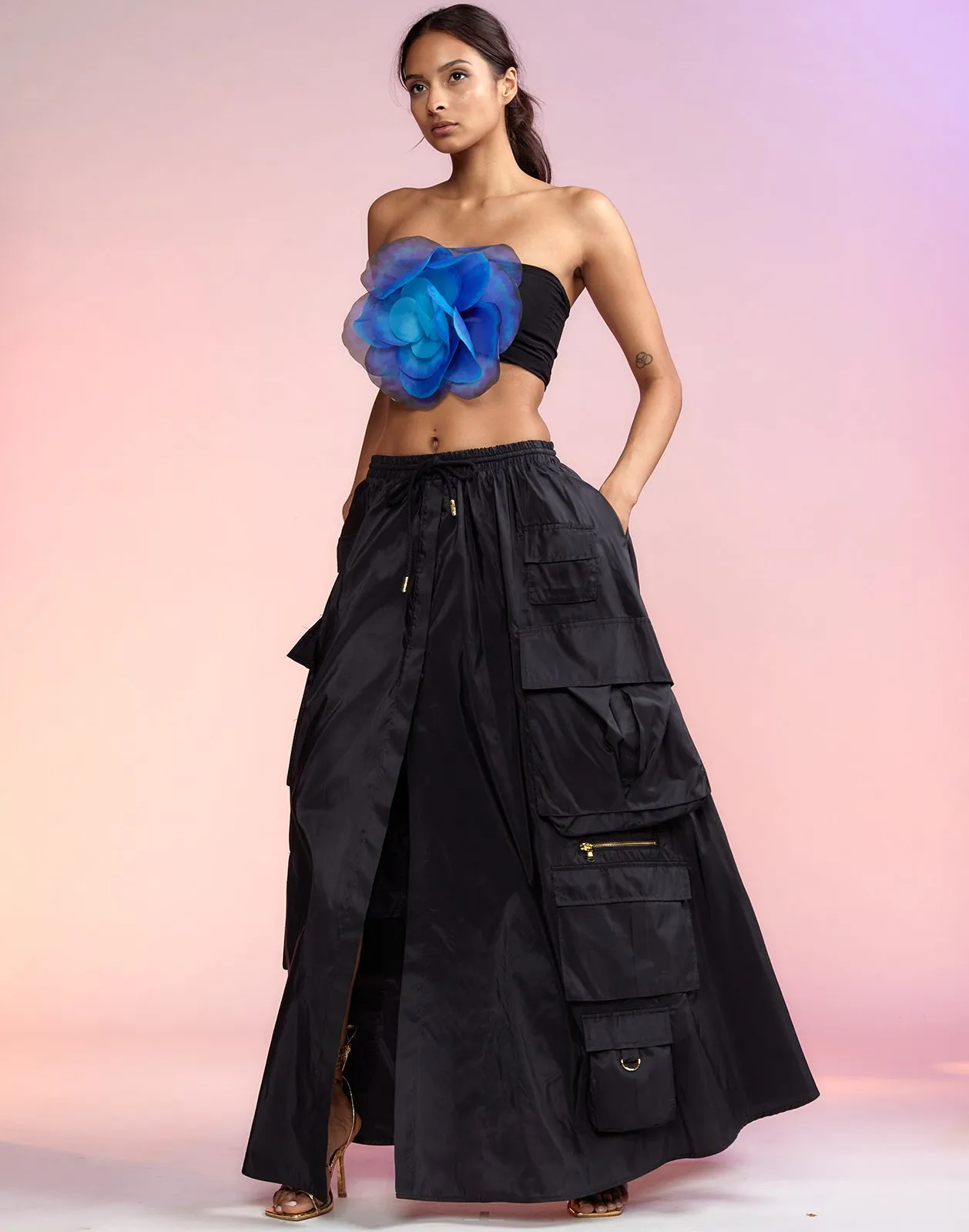 Taffeta Cargo Skirt