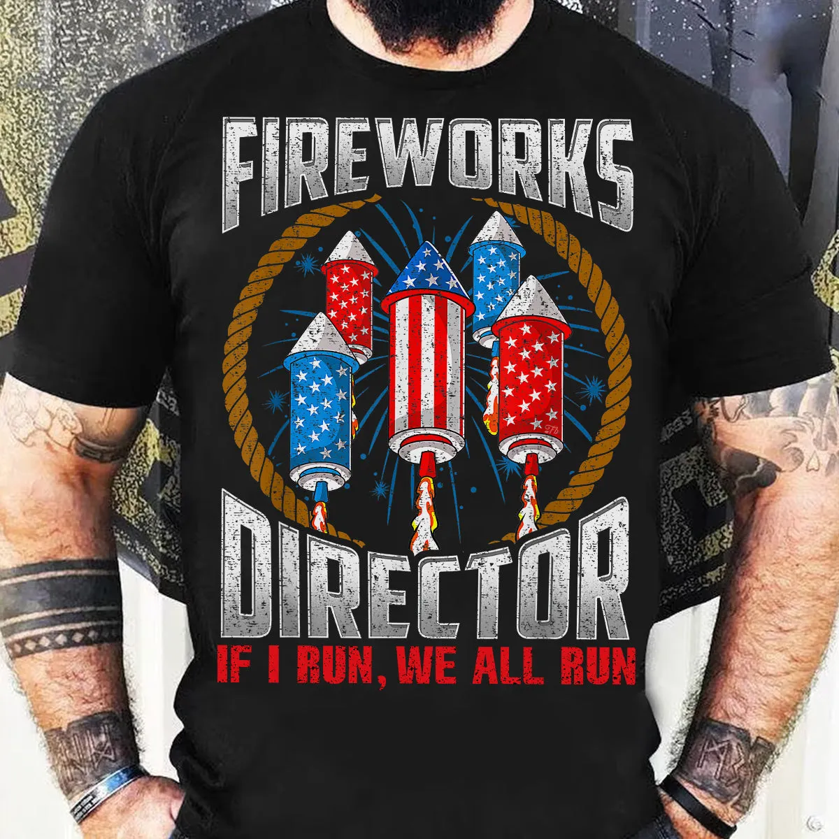 Teesdily | Independence Day Firework Shirt Fireworks Director I Run You Run Sweatshirt Hoodie American Pride Hooded Pullover Gift For 4Th Of July Day