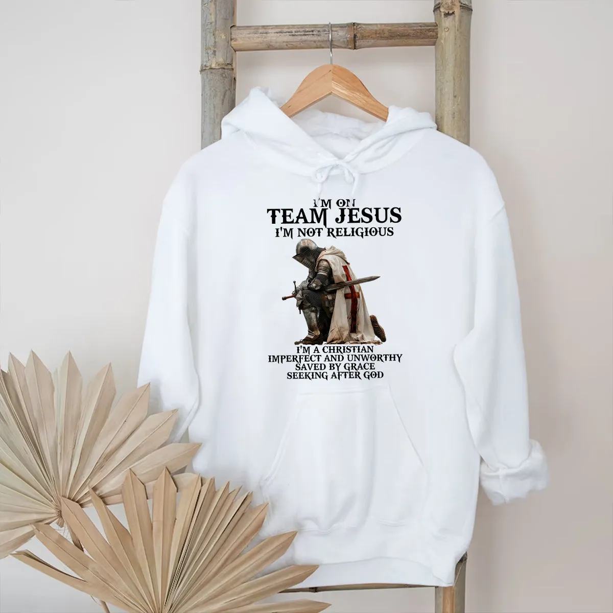 Teesdily | Jesus Warrior Of God Shirt, I'm On Team Jesus Hoodie Sweatshirt Mug, Bible Verse Pullover, God Faith Believer Gifts, Unisex Apparel