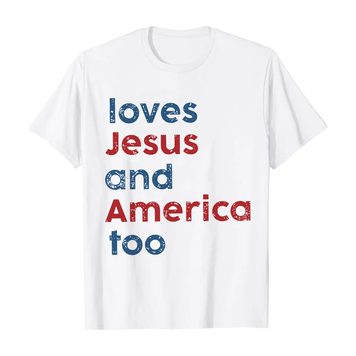 Teesdily | Loves Jesus And America Too Shirt, Patriotic Christian Sweatshirt Hoodie Pullover, Independence Day Mug, Christian 4Th Of July Gifts