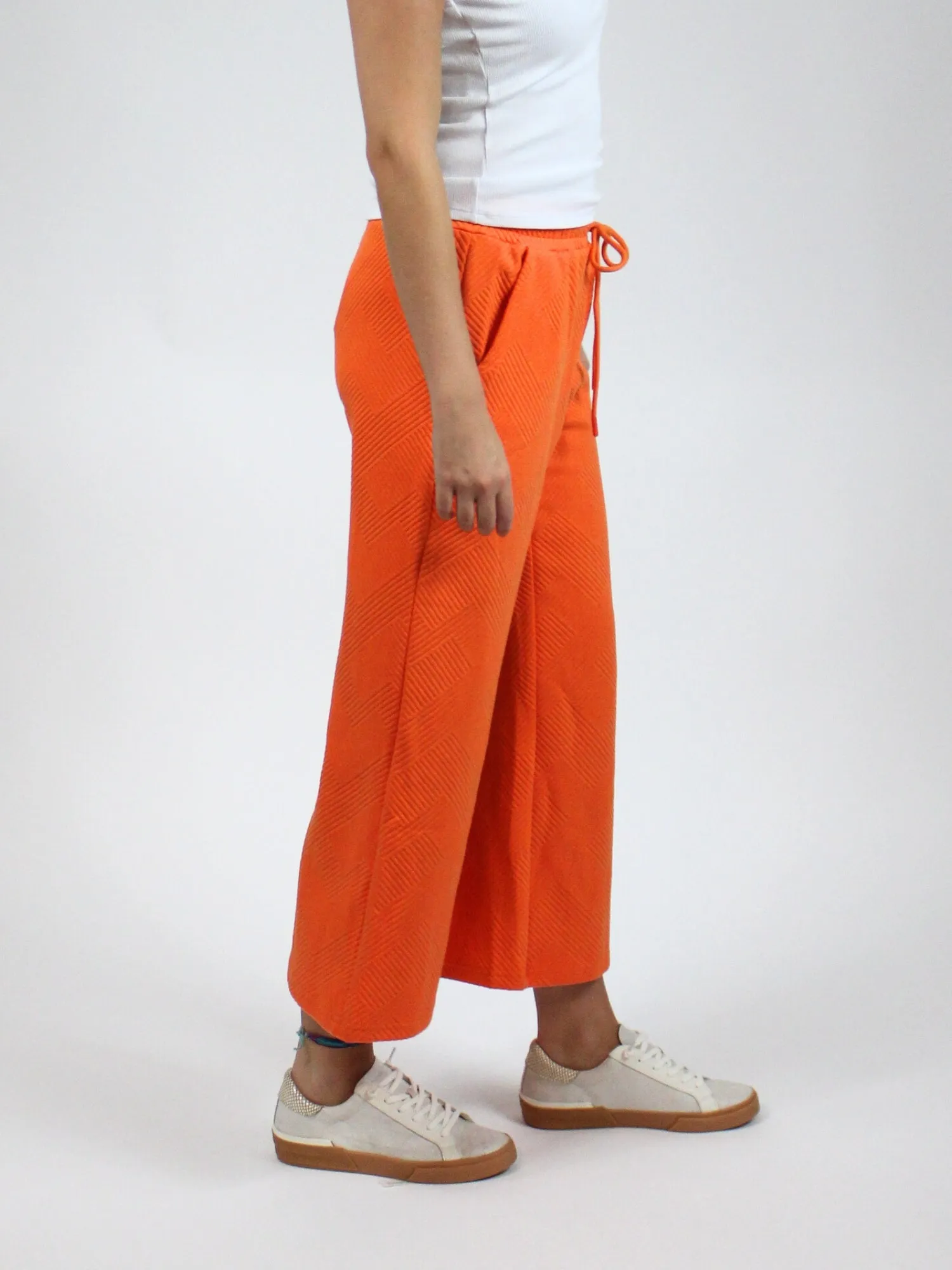 Tennessee Orange Textured Cropped Wide Pants