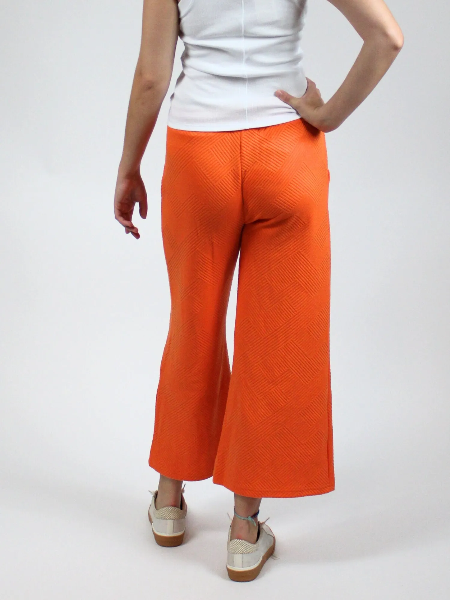 Tennessee Orange Textured Cropped Wide Pants