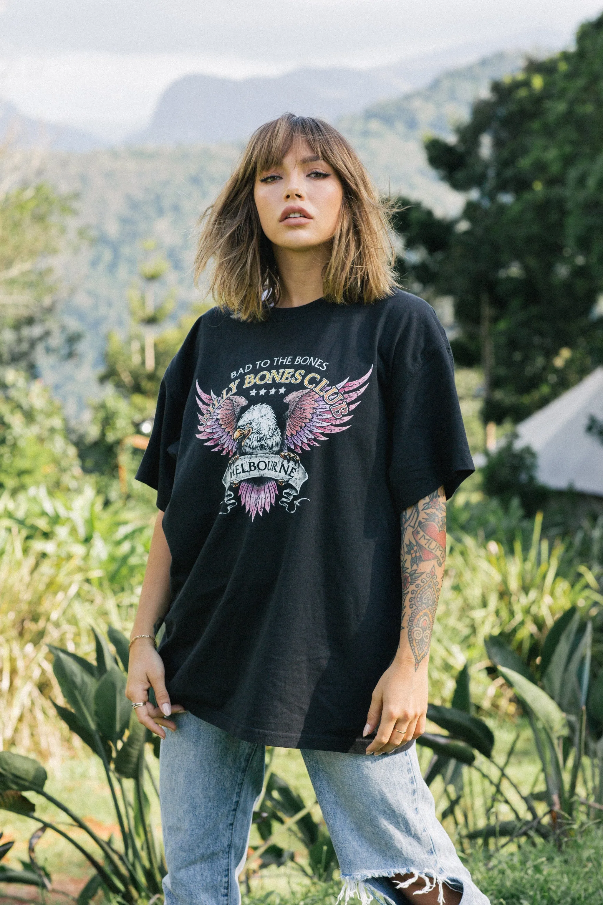 The Purple Eagle Tee - Vintage Black